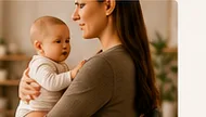 Placeholder photo: a parent holding a baby.