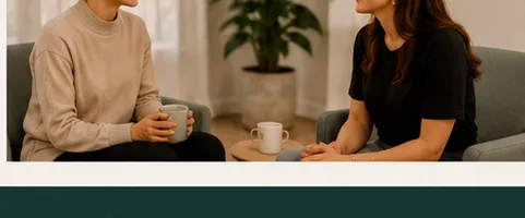 Placeholder photo: two people chatting over coffee.